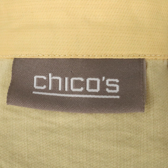 Chicos Jacket 2 Womens Large 12 Yellow Full Zip Ruched Sleeves Crinkle Fabric - Picture 3 of 16